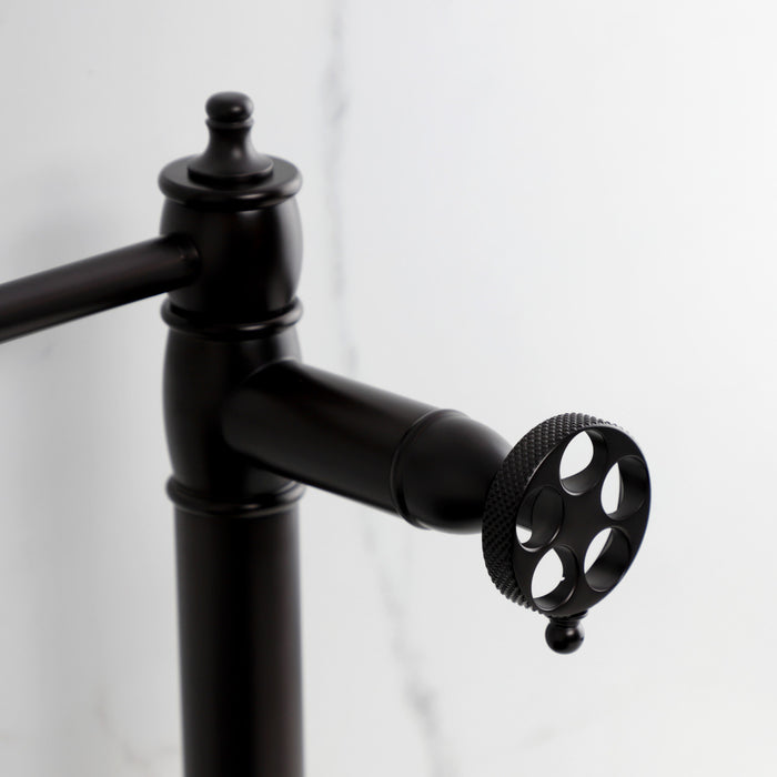 Kingston Brass KS3705RKX Webb Deck Mount Pot Filler Faucet with Knurled Handle, Oil Rubbed Bronze