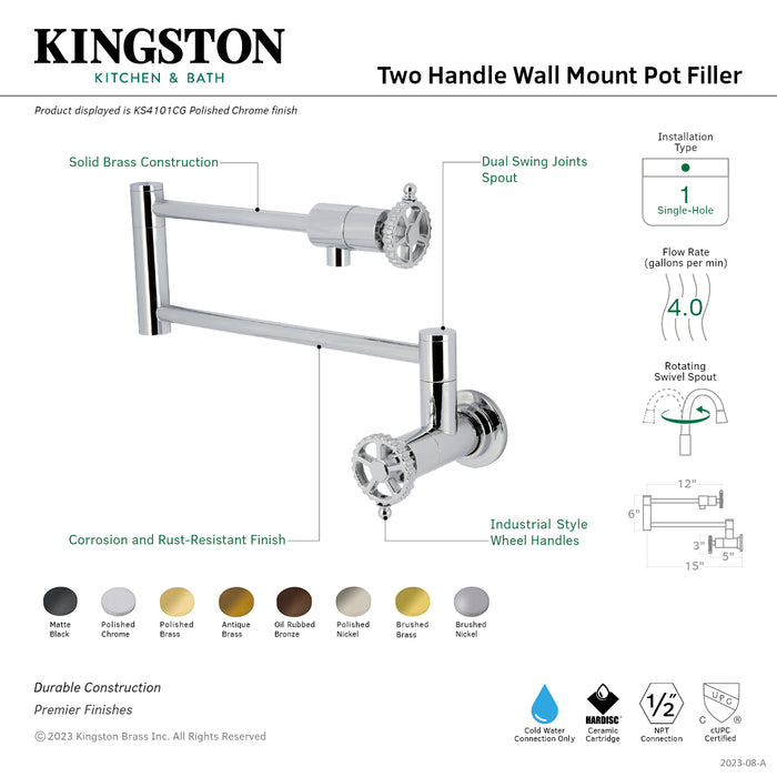 Kingston Brass KS4105CG Fuller Wall Mount Pot Filler, Oil Rubbed Bronze