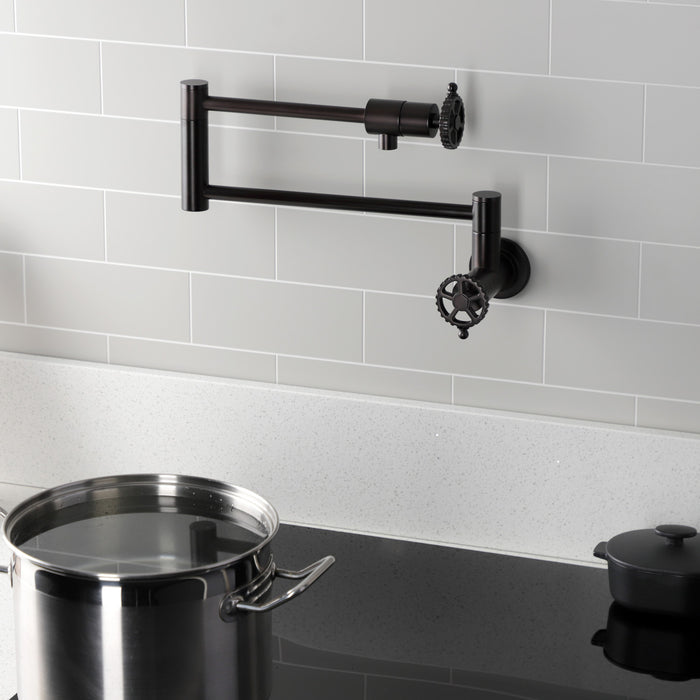 Kingston Brass KS4105CG Fuller Wall Mount Pot Filler, Oil Rubbed Bronze