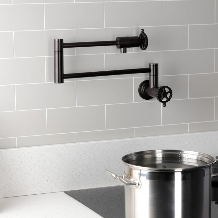 Kingston Brass KS4105CG Fuller Wall Mount Pot Filler, Oil Rubbed Bronze