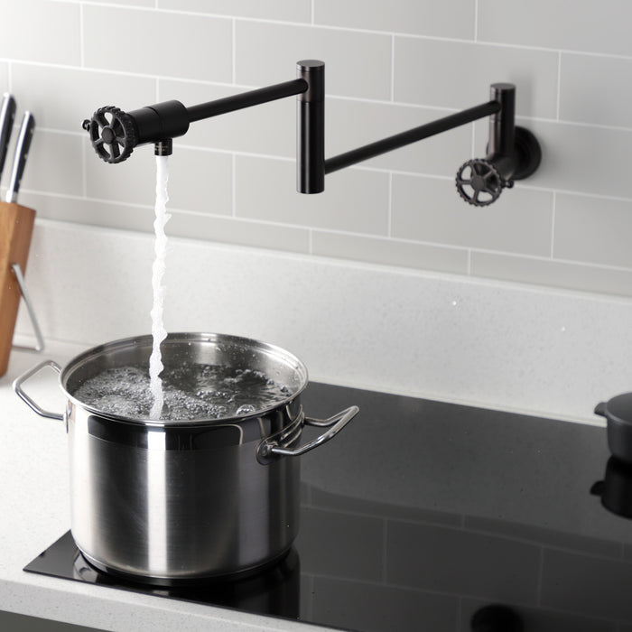 Kingston Brass KS4105CG Fuller Wall Mount Pot Filler, Oil Rubbed Bronze