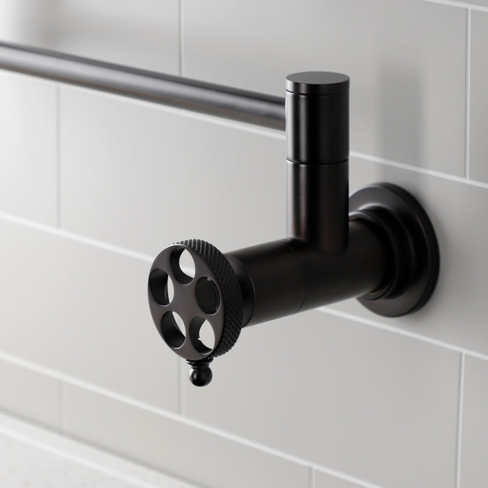 Kingston Brass KS4105RKX Webb Wall Mount Pot Filler with Knurled Handle, Oil Rubbed Bronze