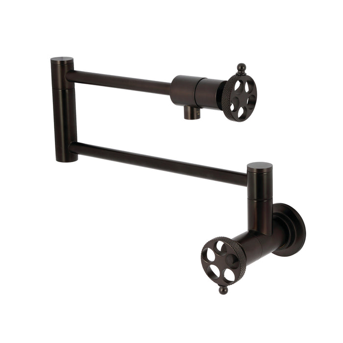 Kingston Brass KS4105RKX Webb Wall Mount Pot Filler with Knurled Handle, Oil Rubbed Bronze