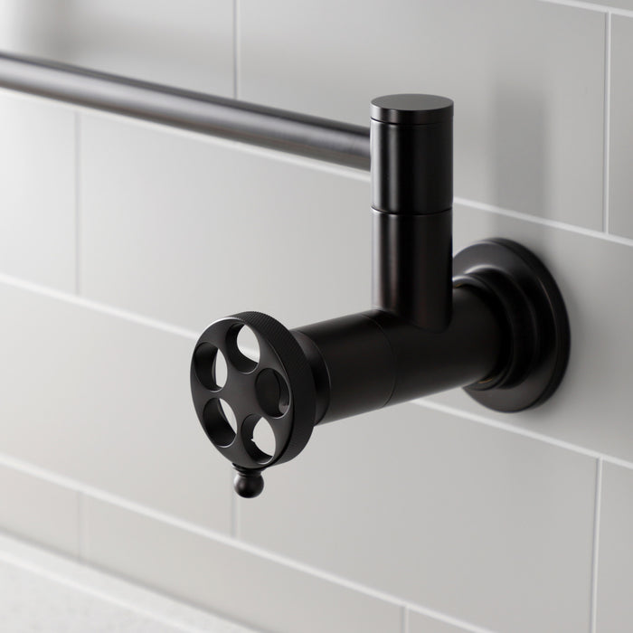 Kingston Brass KS4105RKZ Wendell Wall Mount Pot Filler with Knurled Handle, Oil Rubbed Bronze