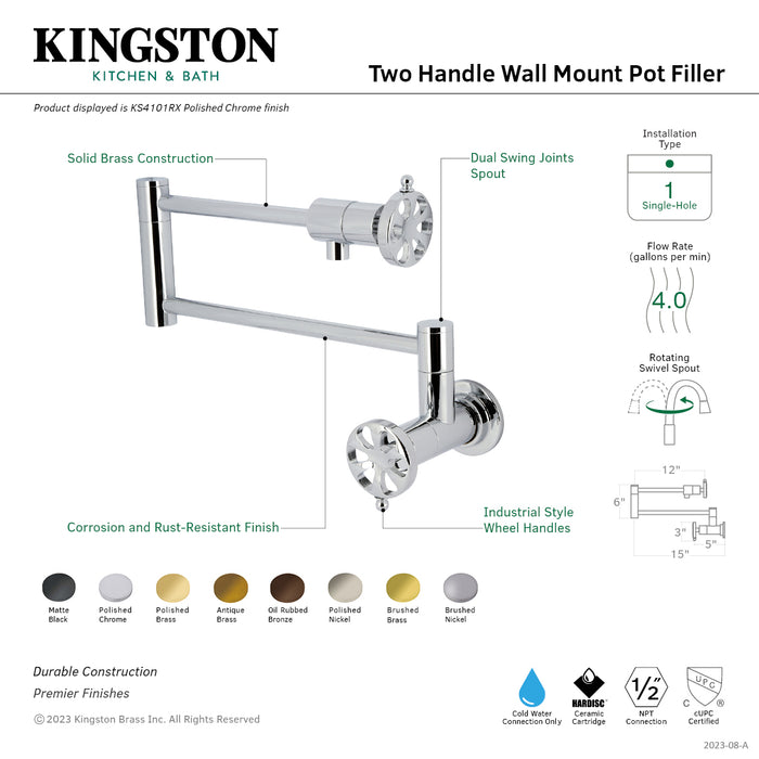 Kingston Brass KS4105RX Belknap Wall Mount Pot Filler, Oil Rubbed Bronze