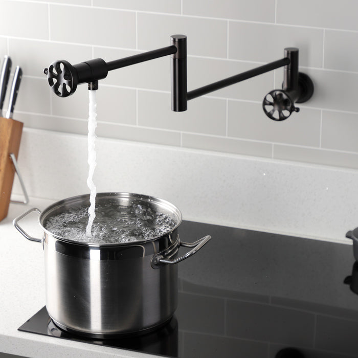 Kingston Brass KS4105RX Belknap Wall Mount Pot Filler, Oil Rubbed Bronze