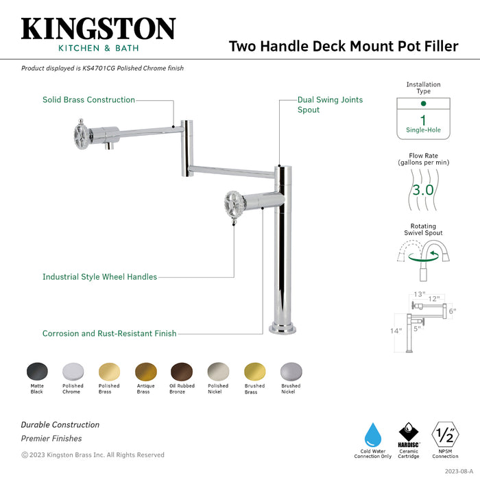 Kingston Brass KS4705CG Fuller Deck Mount Pot Filler Faucet, Oil Rubbed Bronze