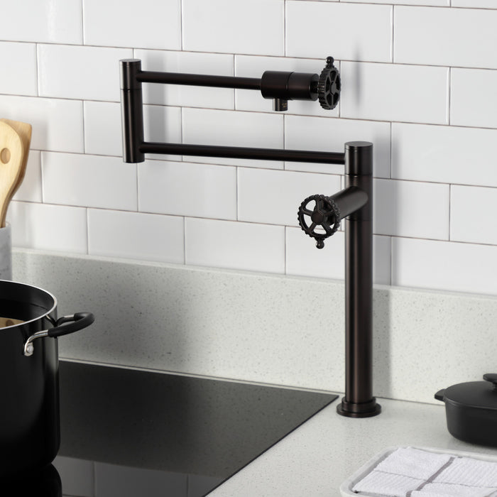 Kingston Brass KS4705CG Fuller Deck Mount Pot Filler Faucet, Oil Rubbed Bronze