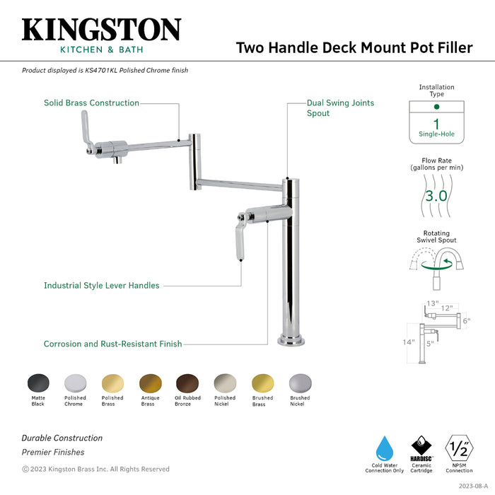 Kingston Brass KS4705KL Whitaker Deck Mount Pot Filler Faucet, Oil Rubbed Bronze