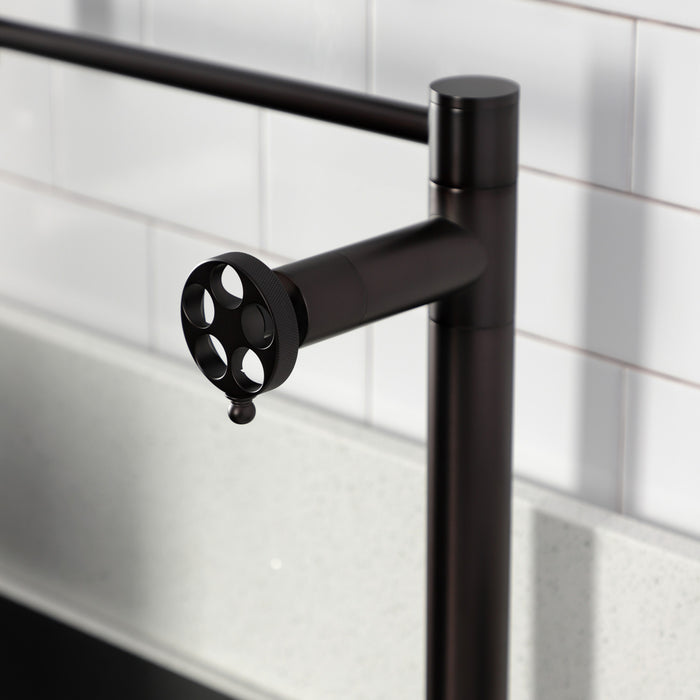 Kingston Brass KS4705RKZ Wendell Deck Mount Pot Filler Faucet with Knurled Handle, Oil Rubbed Bronze