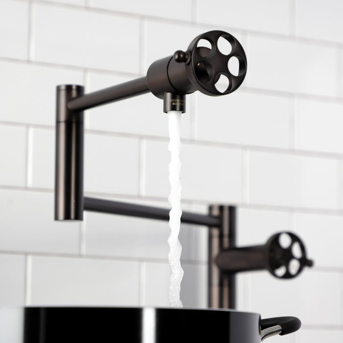 Kingston Brass KS4705RKZ Wendell Deck Mount Pot Filler Faucet with Knurled Handle, Oil Rubbed Bronze