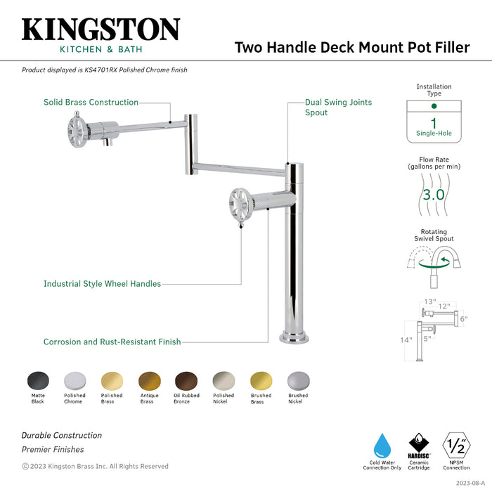 Kingston Brass KS4705RX Belknap Deck Mount Pot Filler Faucet, Oil Rubbed Bronze