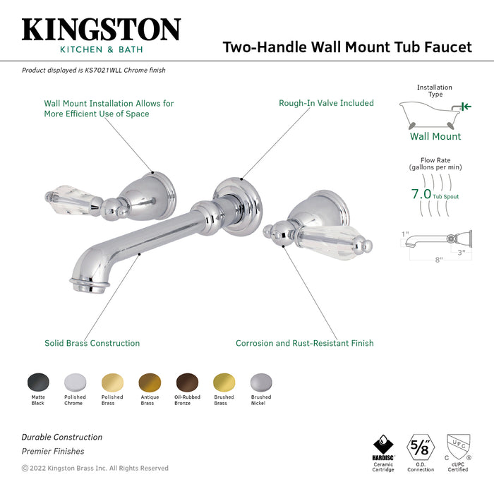 Kingston Brass KS7025WLL Wilshire Two-Handle Wall Mount Roman Tub Faucet, Oil Rubbed Bronze