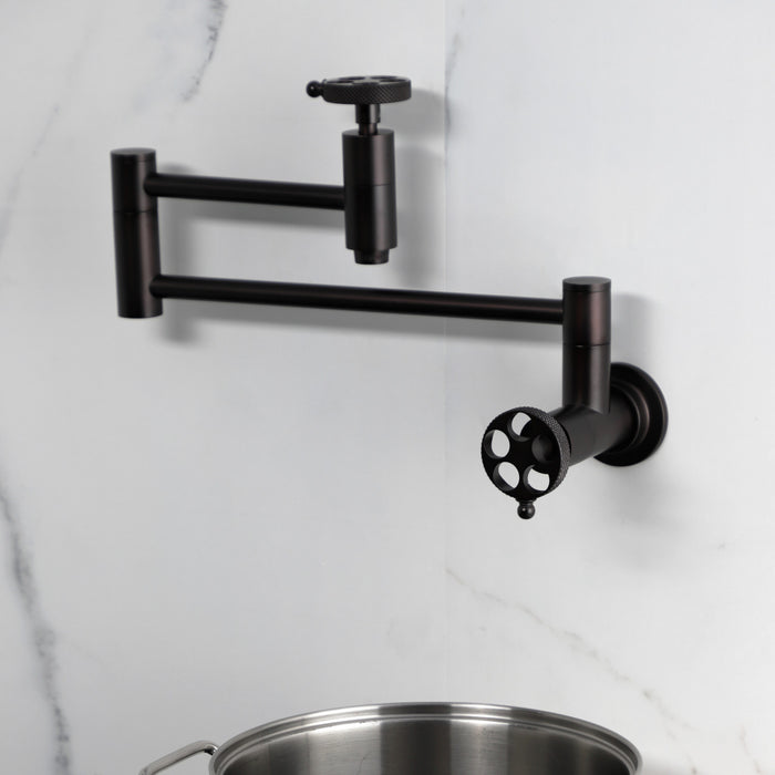 Kingston Brass KS8105RKX Webb Wall Mount Pot Filler with Knurled Handle, Oil Rubbed Bronze