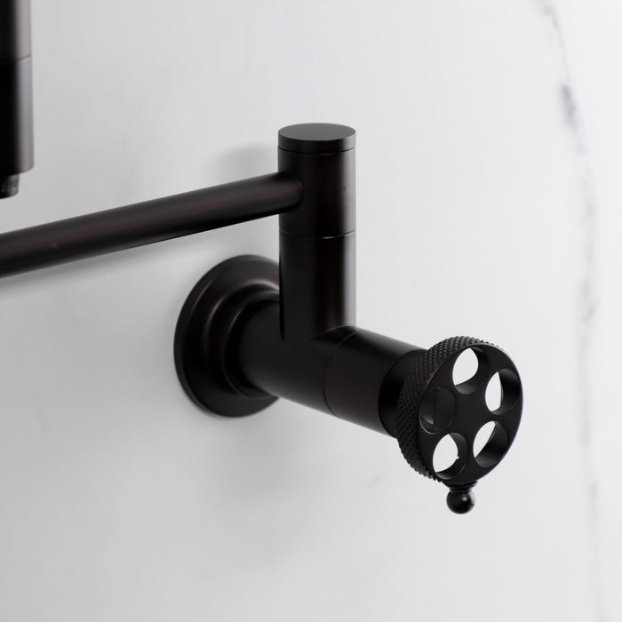 Kingston Brass KS8105RKX Webb Wall Mount Pot Filler with Knurled Handle, Oil Rubbed Bronze