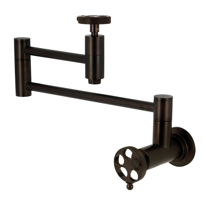 Kingston Brass KS8105RKX Webb Wall Mount Pot Filler with Knurled Handle, Oil Rubbed Bronze