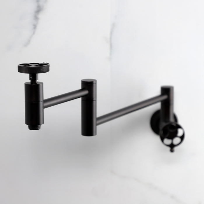 Kingston Brass KS8105RKZ Wendell Wall Mount Pot Filler with Knurled Handle, Oil Rubbed Bronze