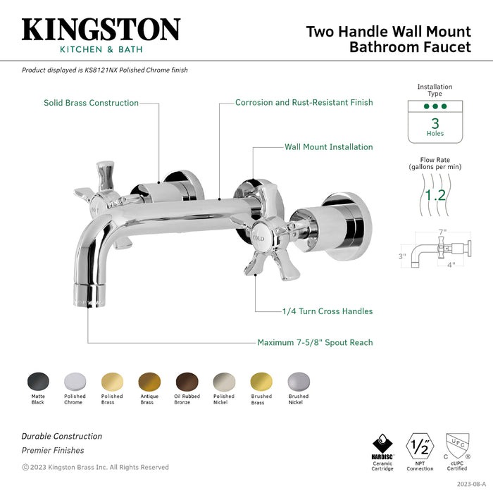 Kingston Brass KS8125NX Hamilton Two-Handle Wall Mount Bathroom Faucet, Oil Rubbed Bronze