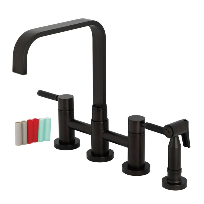 Kingston Brass KS8255DKLBS Kaiser Bridge Kitchen Faucet with Brass Sprayer, Oil Rubbed Bronze