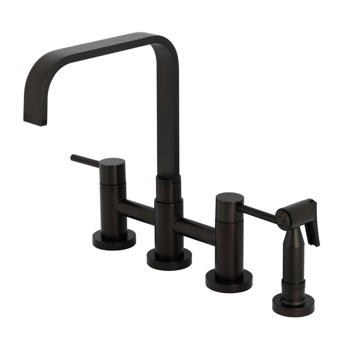 Kingston Brass KS8255DLBS Concord Bridge Kitchen Faucet with Brass Sprayer, Oil Rubbed Bronze