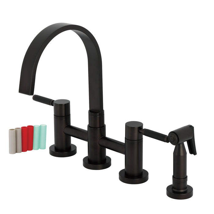 Kingston Brass KS8265DKLBS Kaiser Bridge Kitchen Faucet with Brass Sprayer, Oil Rubbed Bronze