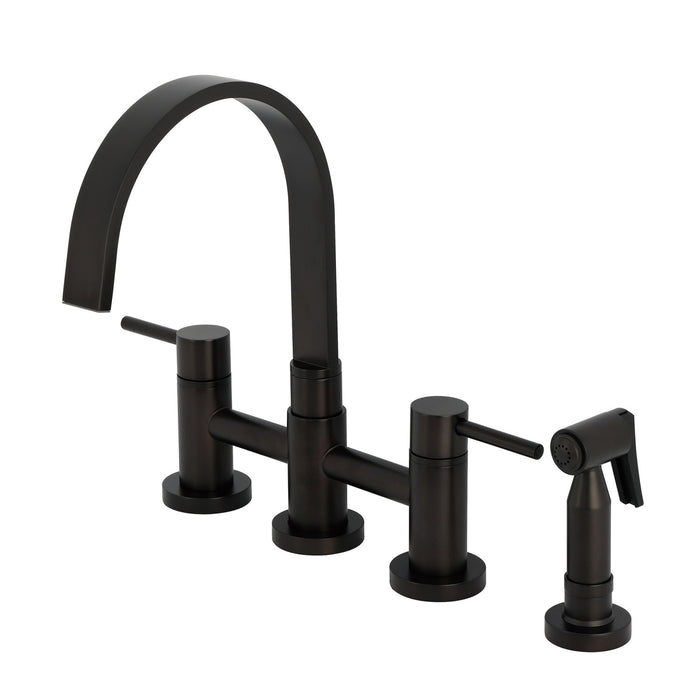 Kingston Brass KS8265DLBS Concord Bridge Kitchen Faucet with Brass Sprayer, Oil Rubbed Bronze