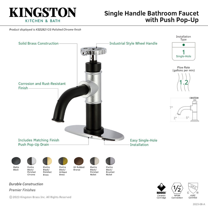 Kingston Brass KSD2825CG Fuller Single-Handle Bathroom Faucet with Push Pop-Up, Oil Rubbed Bronze