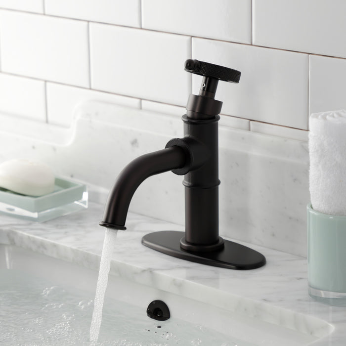 Kingston Brass KSD2825RKX Webb Single-Handle Bathroom Faucet with Knurled Handle and Push Pop-Up Drain, Oil Rubbed Bronze