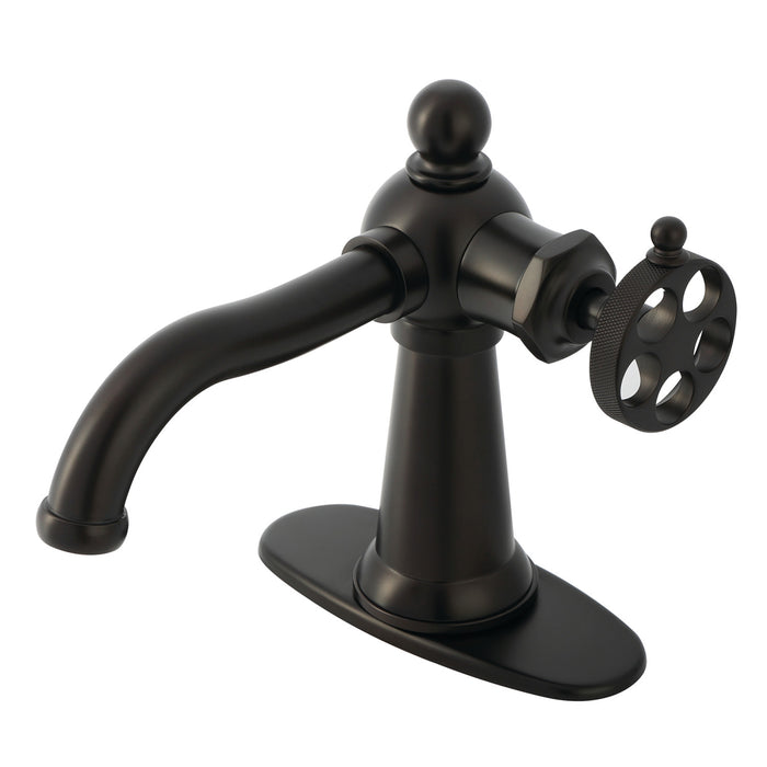 Kingston Brass KSD3545RKZ Wendell Single-Handle Bathroom Faucet with Knurled Handle and Push Pop-Up Drain, Oil Rubbed Bronze