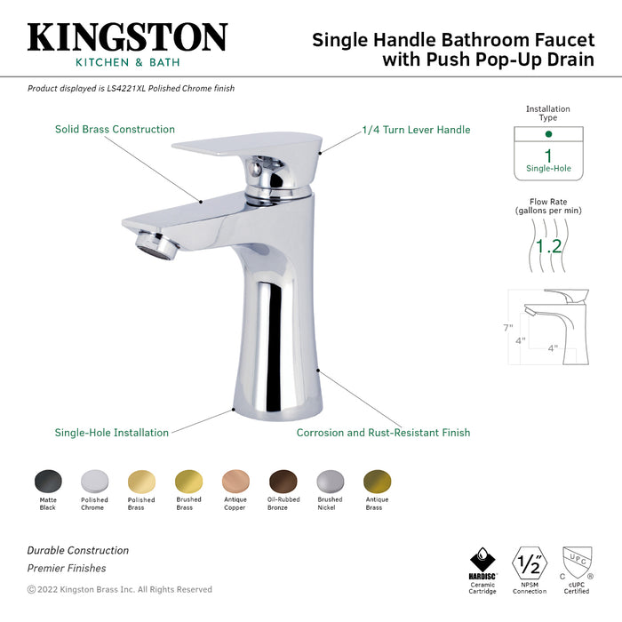 Kingston Brass LS4221XL Single-Handle Bathroom Faucet, Polished Chrome