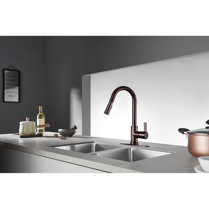 Gourmetier LS8685CTL Continental Single-Handle Pull-Down Kitchen Faucet, Oil Rubbed Bronze