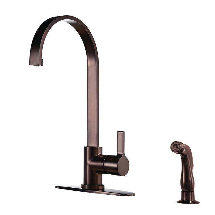 Gourmetier LS8715CTLSP Continental Single-Handle Kitchen Faucet with Side Sprayer, Oil Rubbed Bronze