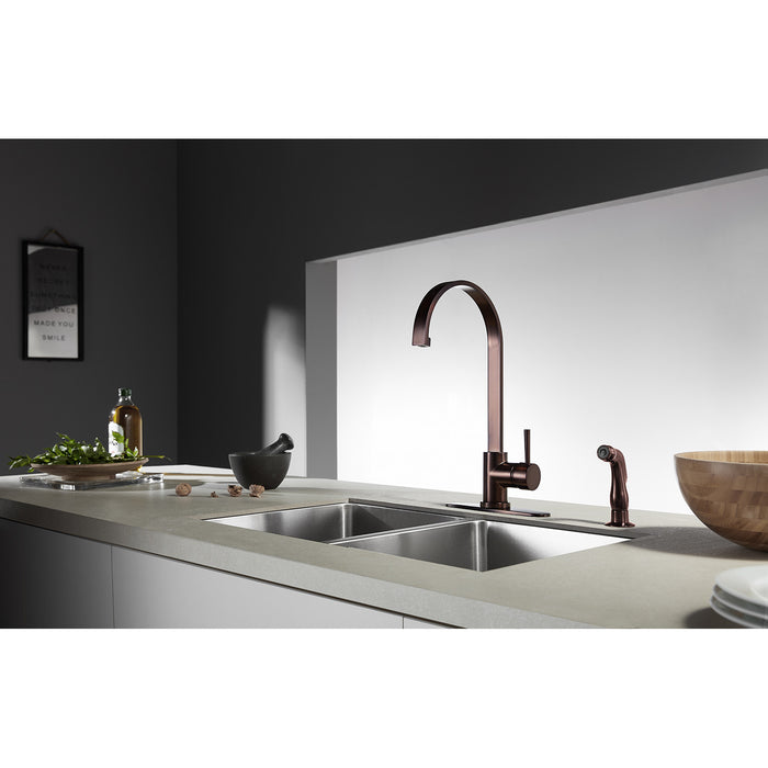 Gourmetier LS8715DLSP Concord Single-Handle Kitchen Faucet with Side Sprayer, Oil Rubbed Bronze