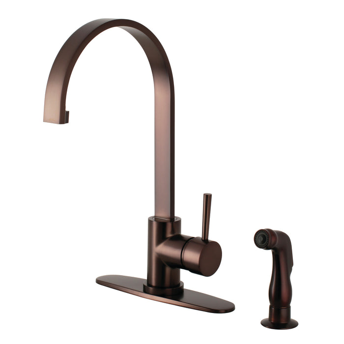 Gourmetier LS8715DLSP Concord Single-Handle Kitchen Faucet with Side Sprayer, Oil Rubbed Bronze