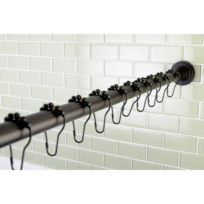 Kingston Brass SRK605 Edenscape 60"-72" Stainless Steel Adjustable Tension Shower Curtain Rod with Rings, Oil Rubbed Bronze