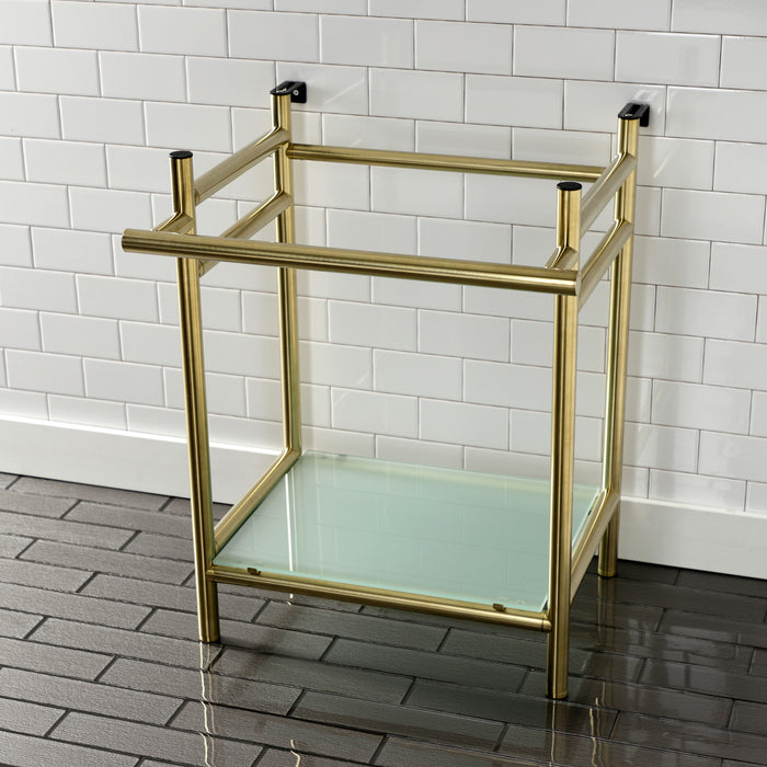 Kingston Brass VPB2216307 Sheridan 22-Inch Console Sink Base with Glass Shelf, Brushed Brass