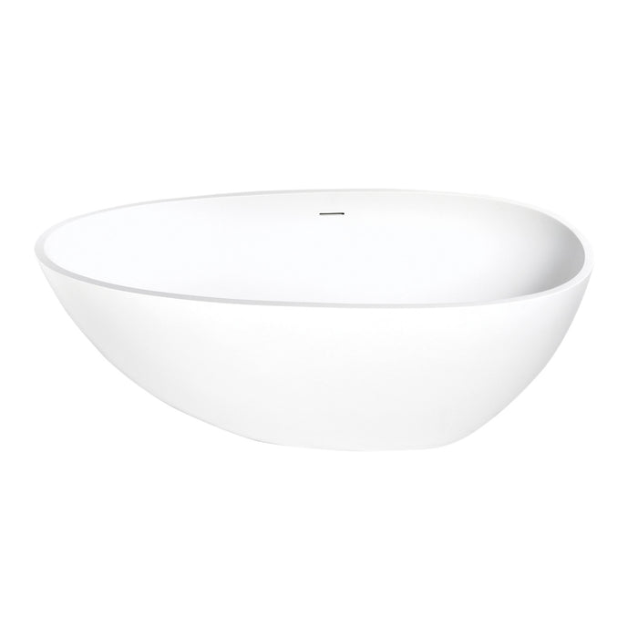 Aqua Eden VRTRS593021 Arcticstone 59-Inch Solid Surface White Stone Freestanding Tub with Drain, Matte White