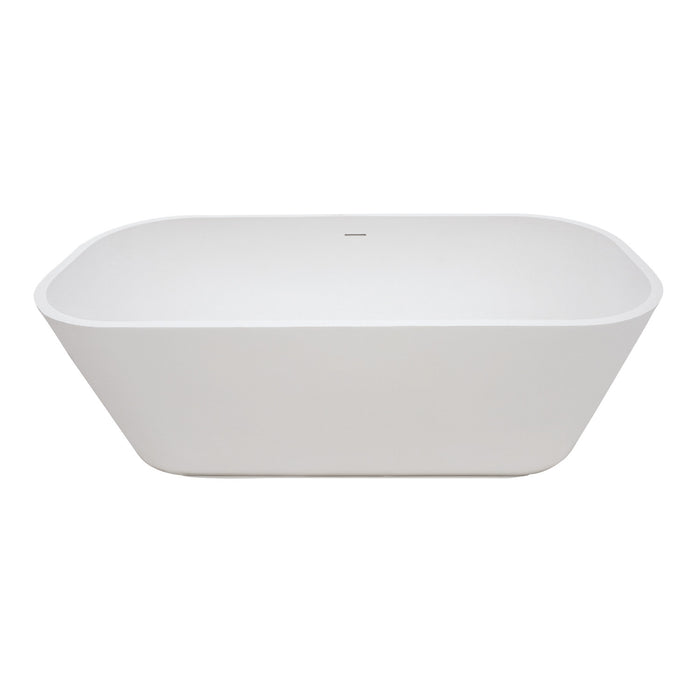 Aqua Eden VRTSQ653124 Arcticstone 65-Inch Solid Surface White Stone Freestanding Tub with Drain, Matte White