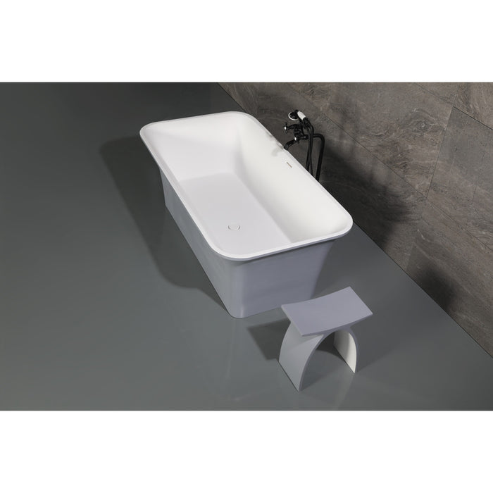 Aqua Eden VRTSQ673624WG Arcticstone 67-Inch Solid Surface White Stone Freestanding Tub with Drain in Matte White/Gray