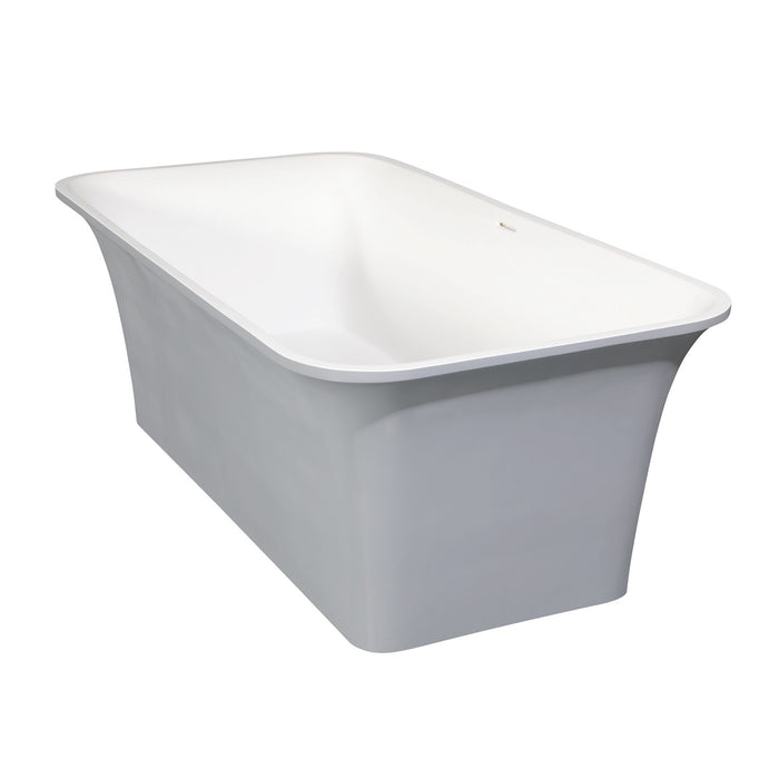 Aqua Eden VRTSQ673624WG Arcticstone 67-Inch Solid Surface White Stone Freestanding Tub with Drain in Matte White/Gray