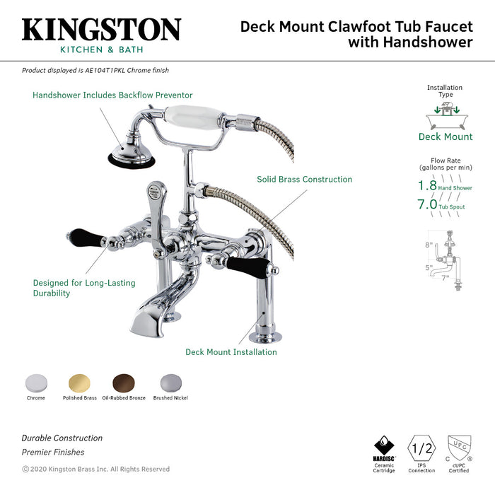 Aqua Vintage AE103T5PKL Duchess Deck Mount Clawfoot Tub Faucet, Oil Rubbed Bronze