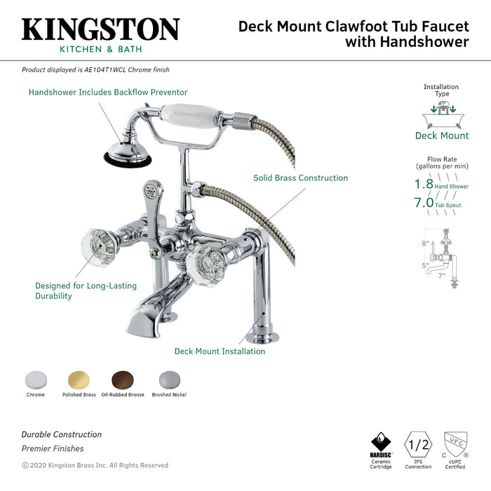 Aqua Vintage AE103T5WCL Celebrity Deck Mount Clawfoot Tub Faucet, Oil Rubbed Bronze