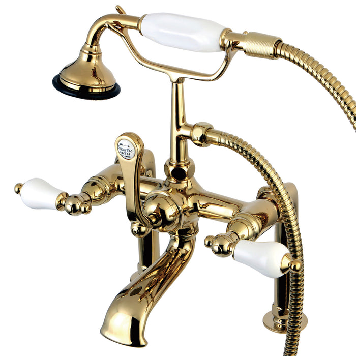 Kingston Brass AE105T2 Aqua Vintage Deck Mount Clawfoot Tub Faucet, Polished Brass