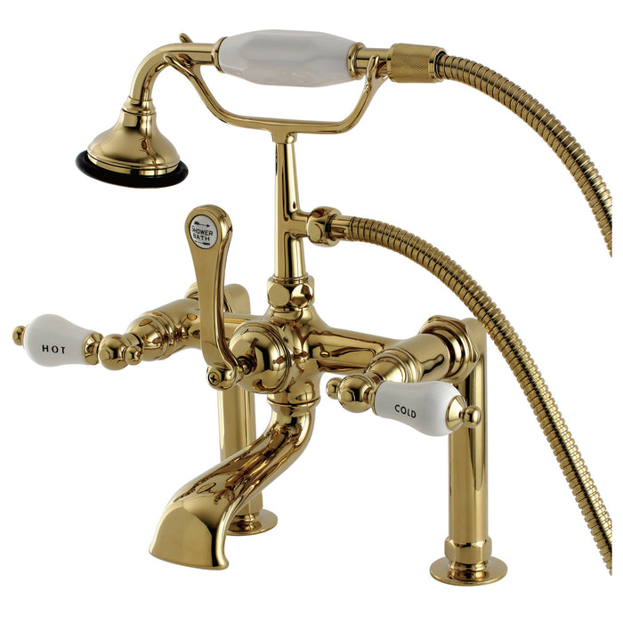 Kingston Brass AE107T2 Aqua Vintage Deck Mount Clawfoot Tub Faucet, Polished Brass