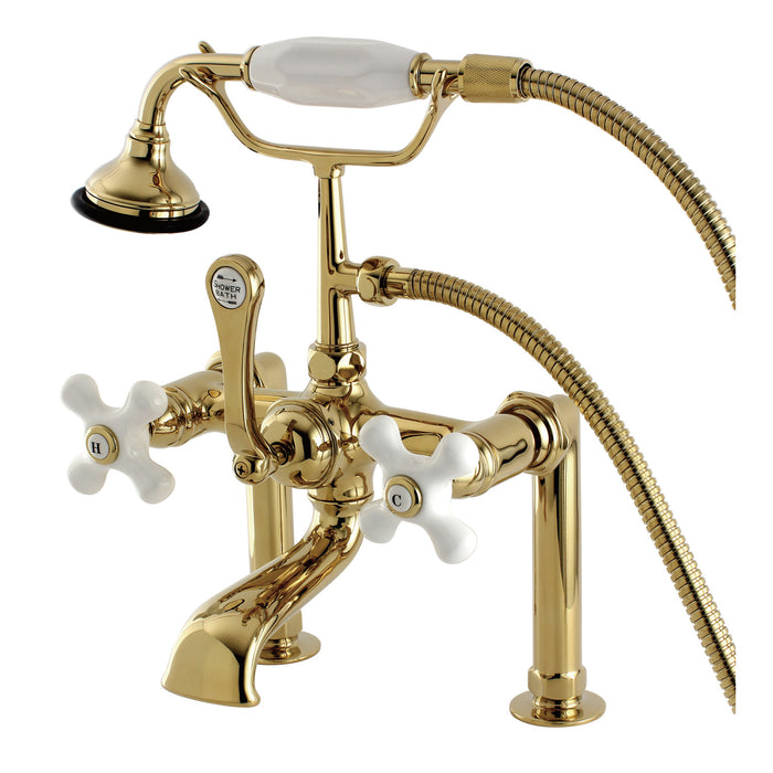 Kingston Brass AE111T2 Aqua Vintage Deck Mount Clawfoot Tub Faucet, Polished Brass