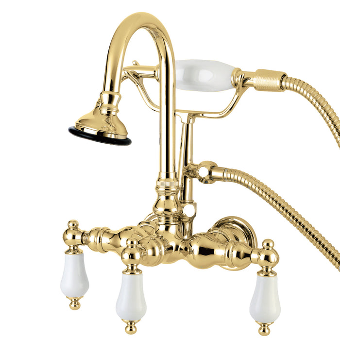 Kingston Brass AE11T2 Aqua Vintage Wall Mount Clawfoot Tub Faucet, Polished Brass