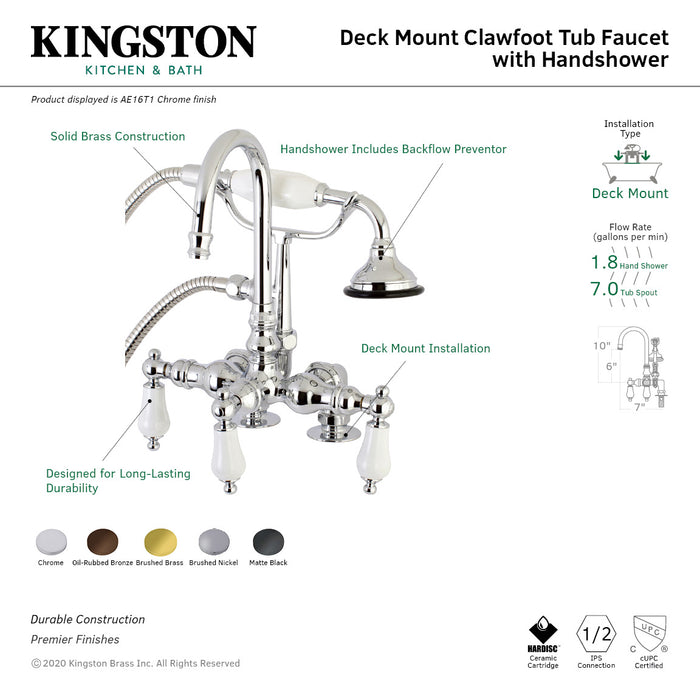 Kingston Brass AE15T5 Aqua Vintage Clawfoot Tub Faucet with Hand Shower, Oil Rubbed Bronze