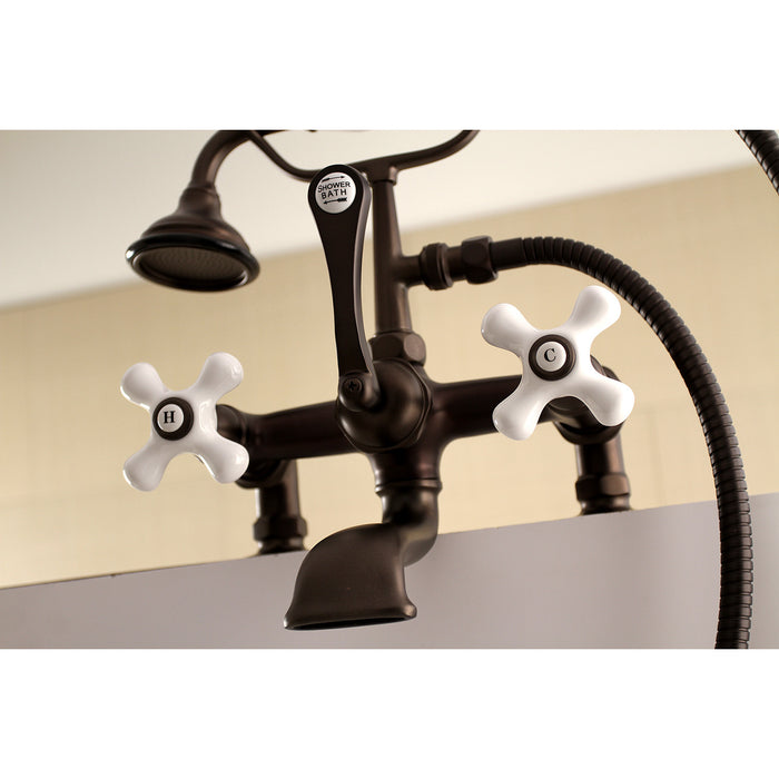 Aqua Vintage AE211T5 Vintage 7-Inch Tub Faucet with Hand Shower, Oil Rubbed Bronze