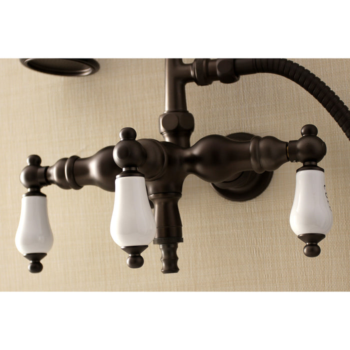 Aqua Vintage AE21T5 Vintage 3-3/8 Inch Wall Mount Tub Faucet with Hand Shower, Oil Rubbed Bronze