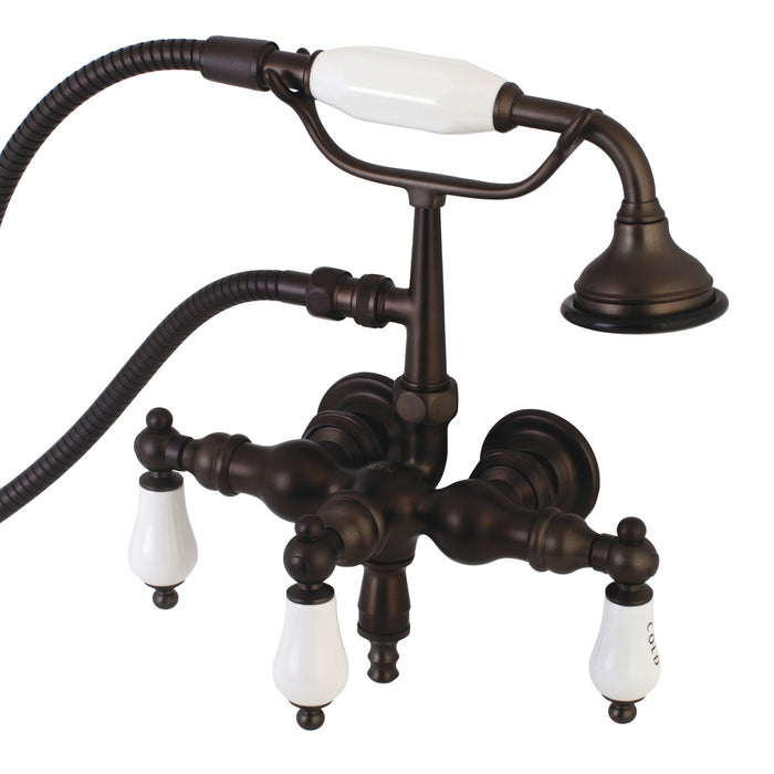 Aqua Vintage AE21T5 Vintage 3-3/8 Inch Wall Mount Tub Faucet with Hand Shower, Oil Rubbed Bronze